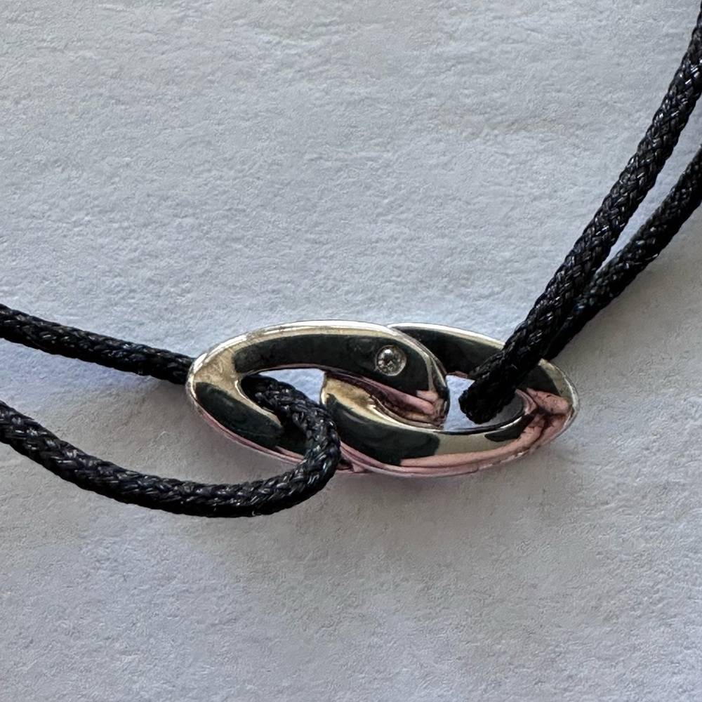 Ippolita Black Silk Chord and Sterling Silver with Diamond Cherish Bracelet - Picture 2 of 4